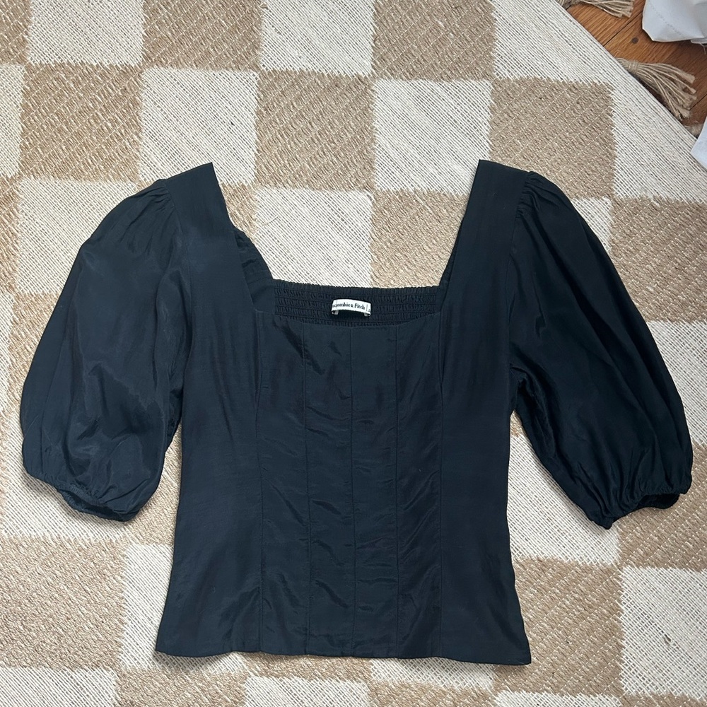 Abercrombie Black Puff Sleeve Top